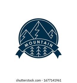Icono de las montañas ilustración vectorial. Diseño vectorial de diseño de emblema de montaña de época. Dibujo vectorial del logo Mountains Line Art para Outdoor Adventure.