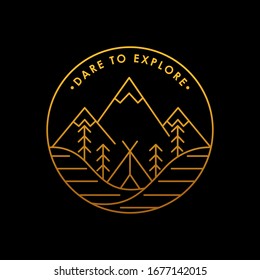 Mountains icon logo vector illustration. Vintage Mountain emblem design vector template design. Mountains Line Art logo vector illustration for Outdoor Adventure.