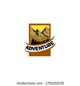 Mountains icon logo vector illustration. Vintage Mountain emblem design vector template design