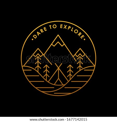 Mountains icon logo vector illustration. Vintage Mountain emblem design vector template design. Mountains Line Art logo vector illustration for Outdoor Adventure.