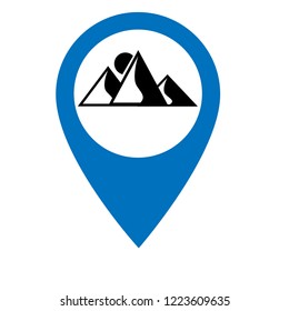 
mountains icon and map pin.logo concept. Designed for your web site design, logo, app, UI
