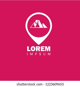 
mountains icon and map pin.logo concept. Designed for your web site design, logo, app, UI
