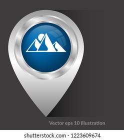 
mountains icon and map pin.logo concept. Designed for your web site design, logo, app, UI
