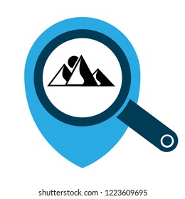 
mountains icon and map pin.logo concept. Designed for your web site design, logo, app, UI
