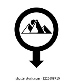 
mountains icon and map pin.logo concept. Designed for your web site design, logo, app, UI
