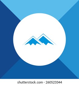Mountains Icon on Blue Background. Eps-10.
