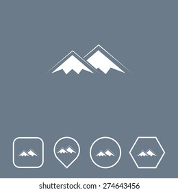 MOUNTAINS Icon on Flat UI Colors with Different Shapes. Eps-10.