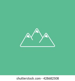 Mountains Icon On Green Background