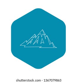 Mountains icon. Outline illustration of mountains vector icon for web