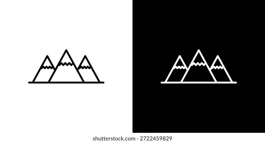 Icono de contorno de montañas y Vector lineal. icono de contorno e ilustración