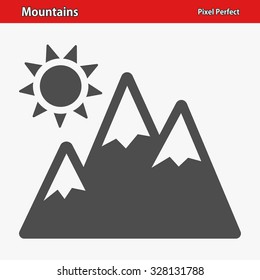 Mountains Icon. Professional, pixel perfect icon optimized for both large and small resolutions. EPS 8 format.