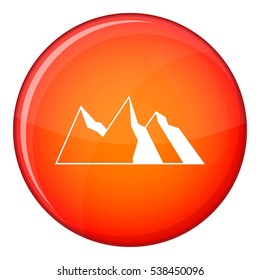 Mountains icon in red circle isolated on white background vector illustration
