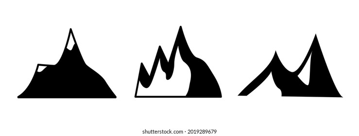 mountains icon set. black and white mountains