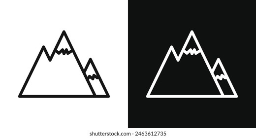Mountains Icon Set. High Terrain and Everest Hill Symbol in Vector Format.