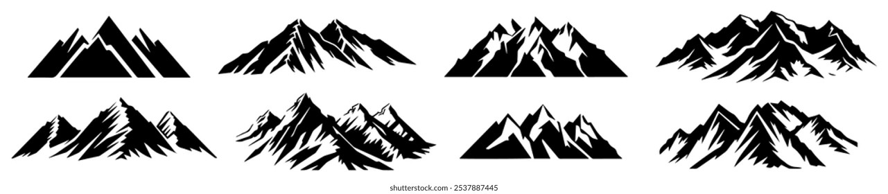 Mountains icon set. Mountain symbols isolated on white background
