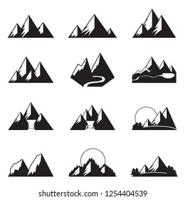 Mountains icon set. Vector.