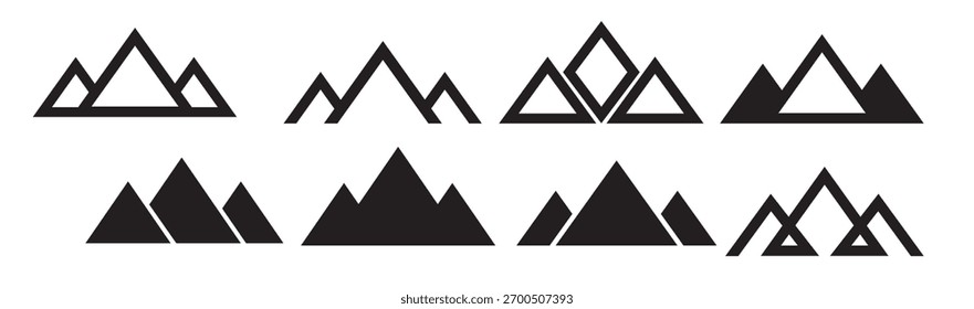 Conjunto de iconos de montañas Ilustración vectorial y diseño de logotipo