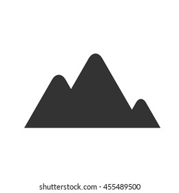 Mountains icon. Simple flat logo of mountains on white background. Vector illustration.