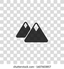 Mountains icon. Simple symbol. Black symbol on transparency grid