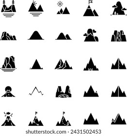 Mountains Icon in Solid Style Perfect for Presentation and any Purpose