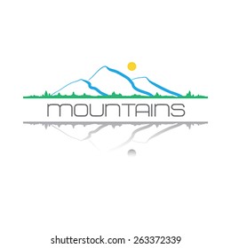 
Mountains icon symbol or logo, isolated on white background.