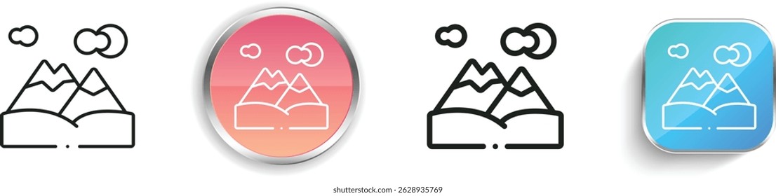 mountains icon. Thin Linear, Regular and Button Style Design Isolated On White Background