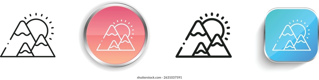 mountains icon. Thin Linear, Regular and Button Style Design Isolated On White Background