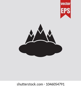 Mountains icon in trendy isolated on grey background.Vector illustration.