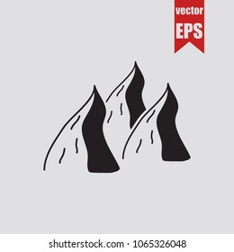 Mountains icon in trendy isolated on grey background.Vector illustration.