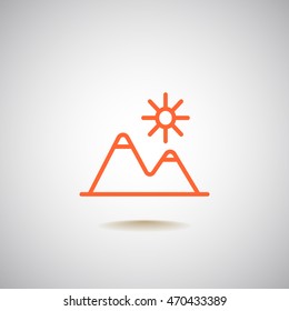 Mountains Icon Vector.