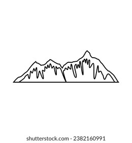 Vector de iconos de las montañas. signo de ilustración de aumento. símbolo o logotipo de naturaleza silvestre.
