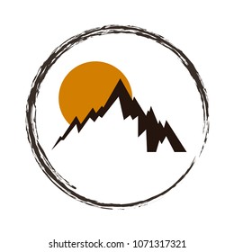 Mountains icon vector illustration. Flat design.