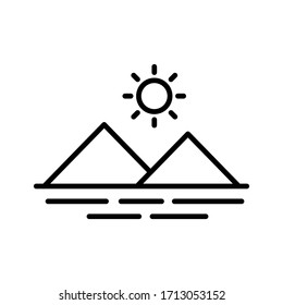 Imagen vectorial de icono de las montañas. Se puede utilizar para el verano y las vacaciones. Adecuado para aplicaciones móviles, aplicaciones web y medios impresos.