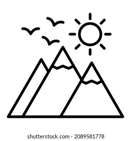 Mountains icon vector image. Can also be used for web apps, mobile apps and print media.