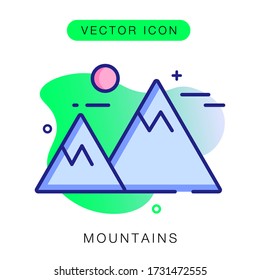 Mountains icon vector isolated. Hiking and active rest symbol. Camping mountains