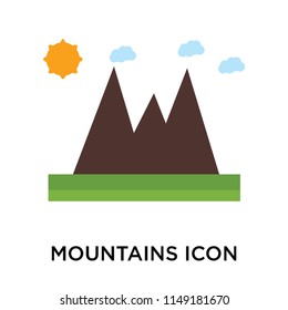 Mountains icon vector isolated on white background for your web and mobile app design, Mountains logo concept