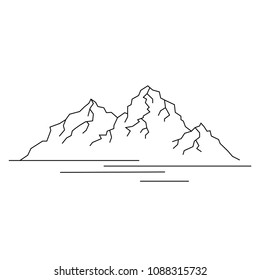 mountains icon vector line art image - linear design graphic outline