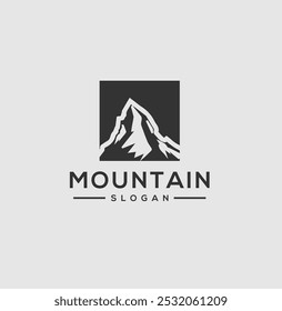 Ícone de montanhas e design de logotipo vetorial