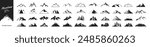 Mountains icon vector set. Hike, travel illustration sign collection. Set of rocky mountains silhouette