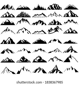 Mountains icon vector set. hike, travel illustration sign collection. camping symbol.