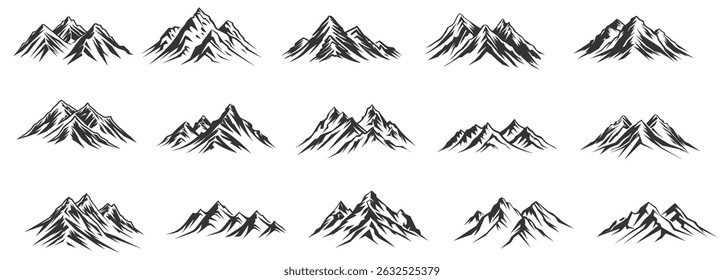 Mountains icon vector set. hike, travel illustration sign collection. camping symbol. Vector	
