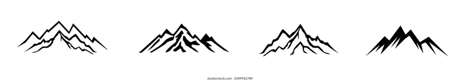 Mountains icon vector set. Peak mountain icon. 