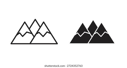 Iconos de las montañas de color negro en varios estilos