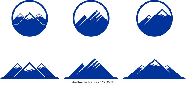  	mountains icons with buttons on white background
