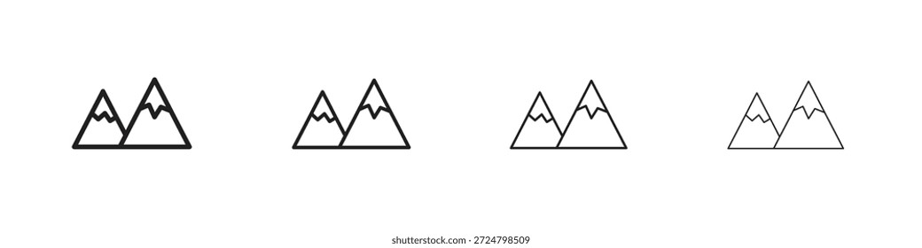 Mountains icons line vector collection. Pixel perfect vector icon