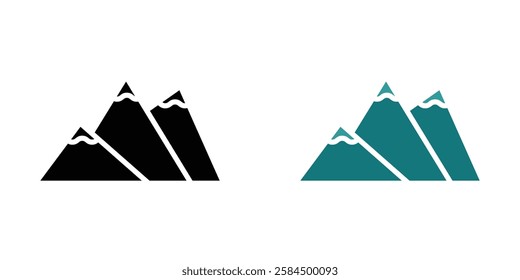 Mountains icons pack in black and colored version