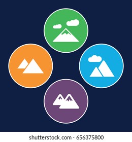Mountains icons set. set of 4 mountains filled icons such as