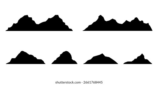 Conjunto de símbolos de iconos de montañas diseño simple