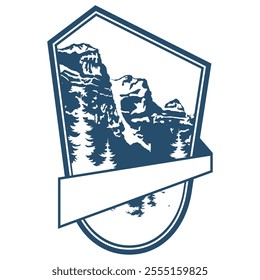 MOUNTAINS ILLUSTRATION FOR LOGO BADGES POSTER EMBLEM