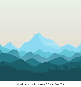 Mountains illustration. Panorama of the mountains. Vector